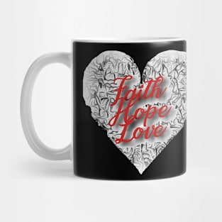 People on the market, heart of Love, Faith and Hope Mug